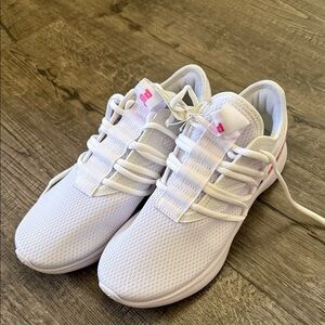 Puma White Sneakers with Pink Logo Accents